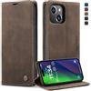 Monweicz Cover Compatibile con IPhone 14 Plus, Custodia Portafoglio con Slot per Scheda, Protezione Completa Premium in Pelle PU, Flip Libro Magnetica IPhone 14 Plus, Caffè