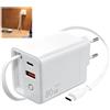 Syluxa Caricatore USB C rapido 80W con cavo retrattile, adattatore di rete 3 in 1 GaN Presa a muro pieghevole per viaggi ufficio, compatibile con iPhone 15 14 Pro Max Samsung S24 MacBook iPad Tablet