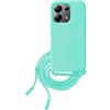 Max Power Digital Cover per Cellulare in Corda Xiaomi Redmi Note 13 4G Custodia in Morbido Silicone con Cordino - Possibilità di Appenderla al Collo (Acquamarina)