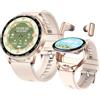 AIEK Smart Watch con auricolari per uomo e donna, schermo rotondo da 1,39 pollici, fitness tracker con cuffie Bluetooth, cardiofrequenzimetro del sonno, per Android iOS (oro rosa)