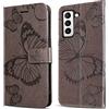 DENDICO Cover per Galaxy S21 Fe, Portafoglio Custodia in PU Pelle per Samsung Galaxy S21 Fe, Antiurto Cover a Libro con Slot per Carte, Grigio