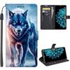 SEHEYA Compatibile con Samsung Galaxy S7 Edge Cover a Libro Custodia in Pelle PU con Motivo Portafoglio Flip Case 3 Tasche Interne Fibbia Magnetica Protezione Caso, Lupo Nero