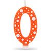 BRILY Candela Compleanno con Pois, Paraffina, 12,5 cm, Fiamma Stabile (arancione scuro 0)