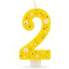 BRILY Candela Compleanno con Pois, Paraffina, 12,5 cm, Fiamma Stabile (giallo 2)