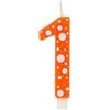 BRILY Candela Compleanno con Pois, Paraffina, 12,5 cm, Fiamma Stabile (arancione scuro 1)