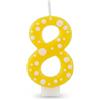 BRILY Candela Compleanno con Pois, Paraffina, 12,5 cm, Fiamma Stabile (giallo 8)