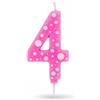BRILY Candela Compleanno con Pois, Paraffina, 12,5 cm, Fiamma Stabile (rosa 4)