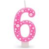 BRILY Candela Compleanno con Pois, Paraffina, 12,5 cm, Fiamma Stabile (rosa 6)