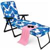 BAKAJI Sedia Sdraio Relax Pieghevole Imbottita con Cuscino Design Floreale 148x63x98cm
