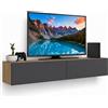 Shally Dogan Mobile Porta Tv Sospeso da Salotto Mobiletto 2 Cassetti Antracite 135x31.5x25cm