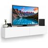 Shally Dogan Mobile Porta Tv Sospeso da Salotto Mobiletto con 2 Cassetti Bianco 135x31.5x25cm