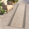 TAPISO Melissa - Tappeto passatoia in sisal, Tessuto Piatto, Marrone Chiaro, Nero, Decorazione Greca meandro, Cucina, corridoio, Sala da Pranzo, Certificazione Öko-Tex, 70 x 240 cm