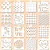 GORGECRAFT 16 Stili 14CM Cuore Amore Biscotti Stencil Glassa Reale Cottura San Valentino Stencil Zucchero Rosa Plastica Riutilizzabile Disegno Modello Torta Aerografo Dessert Caffè Legno Carta Tessuto