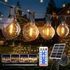 Hoteril Catena Luminosa Esterno Solare 15m 19+2 G40, 2200K Luci Solari da Giardino con 8 Modalità e Timer, IP65 Impermeabile USB Ricaricabile per Terrazza Balcone Giardino
