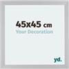yd. Your Decoration - Cornice 45x45 cm - Cornice Decorativa Parete in Legno con Vetro in acryl - Antiriflesso - Ottima Qualità - Argento Opaco - Mura