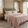 Clara Home Milano Clara Home Copriletto Matrimoniale 260x260 Chevron, Coperta Letto con Frange, Copridivano Elegante Bianco Beige, Tessuto Leggero per Camera da Letto e Salotto, Cipria