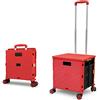 CROSS ZEBRA Carrello Della Spesa Pieghevole, Carrello Multiuso Portatile Multifunzionale di Grande Capacità da 54L/45KG con Manico Telescopico e 4 Ruote Girevoli Smontabili per lo Shopping da Viaggio, Rosso