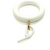 FixitFlo Anello per tende in plastica, effetto legno, con occhielli dorati e ganci bianchi, bianco, 10 pezzi (30 mm di diametro interno)
