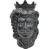 sicilia bedda - Teste di Moro in Ceramica di Caltagirone - Prodotto 100% Artigianale - Alta qualità (Altezza 25 Centimetri, Uomo Nero Opaco)