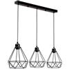LEDSone Gabbia metallica industriale a 3 teste, lampada da soffitto con base E27 regolabile da 95 cm per sala da pranzo, camera da letto, bar (Nero)