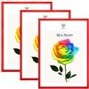 MG Design Set da 3 cornici portafoto 50 x 70 cm - Cornici in legno Rosso con vetri acrilici infrangibili, verticale e orizzontale con fissaggio a parete stabile