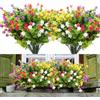 Yoicn Lth 14 confezioni di fiori artificiali, 7 colori di fiori in plastica, resistenti ai raggi UV, piante artificiali, per la decorazione del giardino interno ed esterno