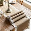 Dremisland Runner da tavola in Juta Crema di Pizzo Tovaglia da tè Contratta Tovaglia Rustica Table Runner per Ristorante Cucina Pranzo Banchetto Festa (Marrone, 30x180cm)
