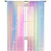 Hiseng 2 Pezzi Tende Voile Trasparente Decorativi Sheer Tenda per Soggiorno Camera Cameretta Balcone Finestra e Interni, Semi Trasparente Tenda Leggera (108x160cm,Colore dell'arcobaleno 3)