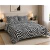 Corredocasa Completo Lenzuola Matrimoniale in Morbida Microfibra, Made in Italy - Set Letto con Lenzuolo Sopra, Sotto con Angoli e 2 Federe - Fantasia Zebrata Bianco e Nero, Resistente e Facile da Lavare