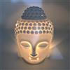 Mayco Bell Bruciatore a olio per aromaterapia in ceramica, testa di buddha, diffusore di oli essenziali, bruciatore di incenso indiano tibetano S (bianco)