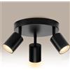 GBKDQQ Faretto da soffitto a LED nero, 3 luci, rotondo, GU10, per soggiorno, camera da letto, cucina, corridoio (non sorgente luminosa)