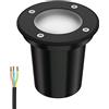 ledscom.de Apparecchio da incasso a terra BOLI per esterni, IP67, nero, satinato, rotondo, 108mm Ø incl. lampada LED 450lm bianco
