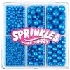 Miss doozy Perle Commestibili Blu per Decorazioni (130g) - 4 Misure di Perline per Decorare Torte, Cupcake & Biscotti - Ideali per Matrimoni, Compleanni, Halloween, Natale, Sprinkles (2mm, 4mm, 7mm, 10mm)