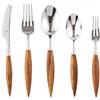 Royal Shang Youpin Manico in Legno Massello Di Palissandro Cucina Posate in Acciaio Inossidabile Stoviglie Posate Set Coltello Da Bistecca Forchetta Cucchiaio Cucchiaino (5 pezzi)