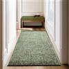 SIMPEX, Tappeto Runner in Cotone Chenille Verde 80x150 cm Lavabile, Stile Boho, Antiscivolo e Morbido, Pelo Corto, Monocromatico Mélange, Per Cucina, Camera e Corridoio