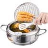 LIZEALUCKY Friggitrice in acciaio inossidabile, friggitrice in stile giapponese Tempura friggitrice con termometro e scolapiatti, compatibile con fornello a induzione(20cm)