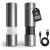 LARS NYSØM Macina Sale e Pepe Elettrica | Set di Macinapepe Automatici in Acciaio Inox con Macinino in Ceramica Regolabile | Set Macinaspezie Ricaricabili USB con Luce LED (Stainless Steel)