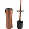 BEAZOOM Set di scopino per WC in acciaio inox con finitura cromata spazzolata e supporto autoportante salvaspazio per un'elegante organizzazione del bagno (colore rame)