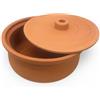 Vienberg Güvec - Pentola in terracotta con coperchio per cucinare, diametro 23,5 cm, 3,5 litri, rotonda, adatta al forno, tencere Tajine Tapas