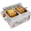 AUXSL Doppia friggitrice in acciaio inox, friggitrice a gas, doppia friggitrice con 2 cestini, friggitrice 50-380 °C, intervallo di temperatura per ristorante, cucina domestica, snack bar