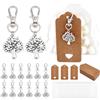 PH PandaHall Set di 48 portachiavi a forma di albero per bomboniere, in argento, con sacchetti regalo in organza, sacchetti regalo per celebrazione della vita, sacchetti in rete con etichette di carta
