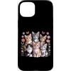 Cat Flower Floral Cute Kitten Garden Sty Custodia per iPhone 15 Plus Gatto Fiore Floreale Carino gattini Farfalla