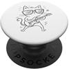 Funny Scribble Line Animal Cat Drum Musi Disegno di schizzo disegnato a mano del chitarrista elettrico del gatto PopSockets PopGrip Adesivo