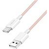 Logilink Cavo di collegamento USB 2.0 tipo C, da C (maschio) a A (maschio) con rivestimento in nylon, 60 W, rosa, 1,5 m