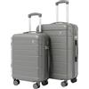 WHYGO Set Valigie - Trolley Bagaglio a Mano 55x40x20 + da Stiva 65x45x24 - Ruote 360º - Scocca Rigida, Antiurto e Antigraffio - Compatibile con Ryanair ed EasyJet (GREY, VA6545)