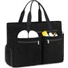 Makukke Borsa Da Spiaggia XXL, Beach Bag Grande con Scomparto, Weekender da Donna Pieghevole e Ultraleggera con Cerniera per Viaggi Vacanze Palestra (Nero-Velluto a Coste)