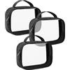 Moyad Borsa da Toilette Approvata TSA Borsa Porta Trucchi Organizer Donna Kit Barba Uomo Borsa per il Trucco Waterproof Aereo per Liquidi Trucchi Oggetti, Nero Large - Confezione da 3