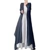 PRINCESS BRIDE Cotone Lino Zen Nero Cardigan Lungo Pigro Sciolto Irregolare Fluido Manica Lunga Aperto Frontale Trench Leggero Da Donna, Taglia Unica