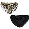BOEYAA 2 pezzi di seta slip da donna perizoma di seta di gelso alta cinghie elastiche increspature ragazze bikini sexy, G, XL