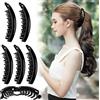 RC ROCHE ORNAMENT RC ROCHE - 6 fermagli per capelli a banana grandi, da donna, spessi e ricci, per coda di cavallo, pettine grande, senza pieghe, chiusura a tenuta forte, colore nero